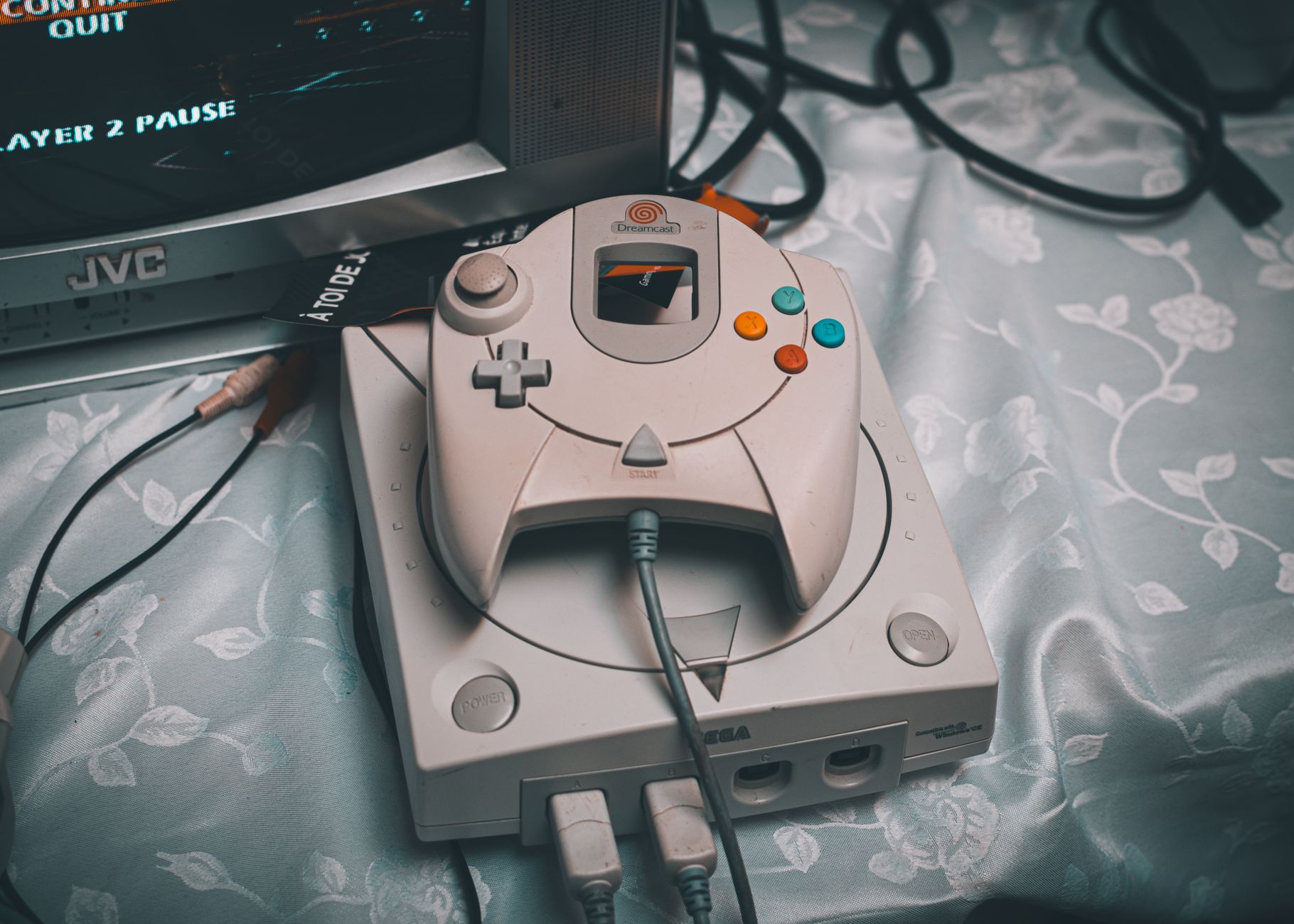 Gaming controller with retro CRT screen background